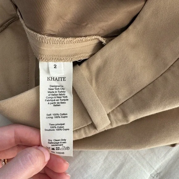 KHAITE 2 Magdeline Pant Khaki Classic Beige Women's Trousers - Picture 11 of 11